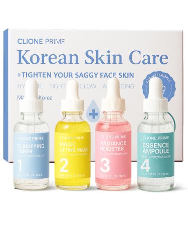 Korean Skin Care Set For Women - Gift For Women Korean Anti Aging Skin Care Products Lifting Firmness & Hydration Essence Mask Booster & Ampoule Set for Radiant Smooth Looking Skin