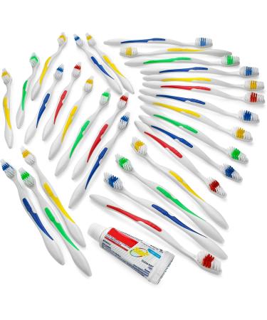 Variety Savings 200 Toothbrushes Bulk Wholesale Quantity Standard Size  Dental Care Toiletries  Medium Soft Bristles  Individually Wrapped  Homeless Care  Disposable Use  Hotels  Travel