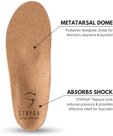 STRYDA Orthopedic Insoles - Vegan 100% Cork Shoe Inserts for Natural Foot Function & Comfort - Buy Online on GoSupps.com