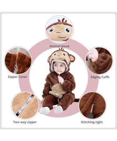 COOKY.D Unisex Winter Animal Hooded Baby Romper - Dark Brown (6-12 Months) - Buy Online on GoSupps.com