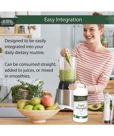 Buried Treasure Liquid Chlorophyll 100 mg, Dietary Supplement, Intestinal Digestive Support Natural Body Deodorant Vegan Non-GMO Alcohol Free, Spearmint Flavor 32oz - Buy Online on GoSupps.com