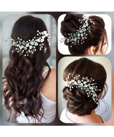 Hair Flare Small White Rose flowers with White stone and Pearls Bridal Hair Pin/Hair Accessories for Women and Girls- 2395 - Buy Online on GoSupps.com