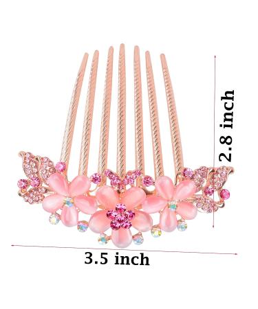 Sankuwen Rhinestone Flower Hair Comb Hairpin Barrette Accessory - Style-C Pink - Buy Online on GoSupps.com