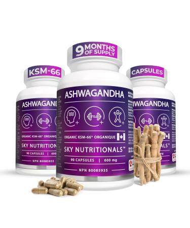 100% Pure Ashwagandha KSM-66 Capsules | Pack of 3 | 9 MONTH SUPPLY (270 x 600 MG) | Organic Full Spectrum KSM-66 Ashwagandha Supplement | Tension Relief & Resistance Memory Support & Sleep Aid 90 count (Pack of 3)