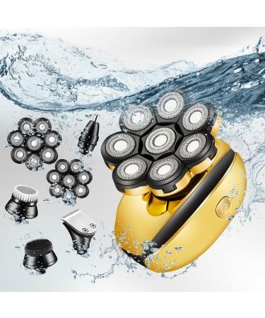 Best Head Shavers for Bald Men - 8D Rotary Electric Shaver & Beard Trimmer Kit (Golden - Buy Online on GoSupps.com