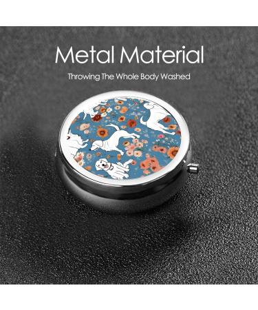Sweet Basset Hound Florals Round Pill Box | 3 Compartment Mini Portable Travel Organizer | Decorative Pocket Purse Medicine & Vitamin Holder - Buy Online on GoSupps.com