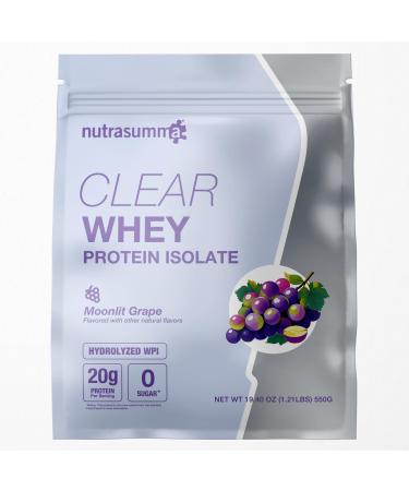 Nutrasumma Clear Whey Protein Isolate Powder 20g Protein Sugar Free Fat Free Lactose Free Moonlit Grape Flavor 1.21 lb 22 Servings