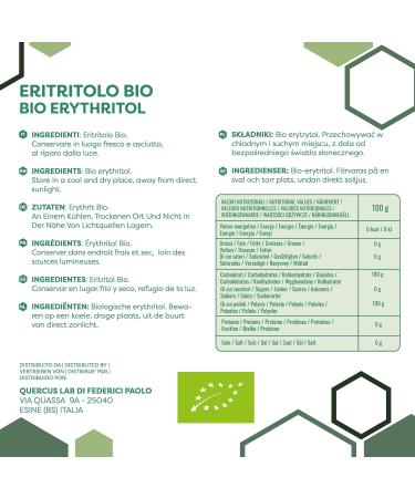 ERBOTECH Erythritol BIO in powder form bag of 800 g organic sugar substitute without calories suitable for diabetics vegans without preservatives and colorants - Buy Online on GoSupps.com