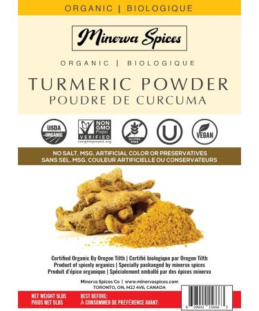 Minerva Spices Organic Turmeric Powder 5 Pounds 2.26 kg Premium Quality 100% Pure Non-GMO Vegan Gluten-Free and Kosher Certified - Buy Online on GoSupps.com
