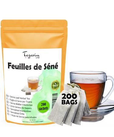Tisane de Feuilles de S n 200 Sachets de Tisane Th de S n - Puissant Purgatif Laxatif Naturel - Favorise le Transit Intestinal et le Nettoyage du Colon - Tisane Detox - Tazarin Ltd