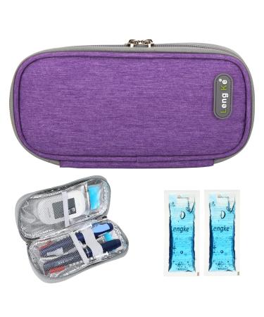 Youshares insulin cooling bag with 2 cooling battery TSA - diabetic bag for medication etui you keep the stocks safe and cold diabetes accessories PEN cool box for on the go (violet)