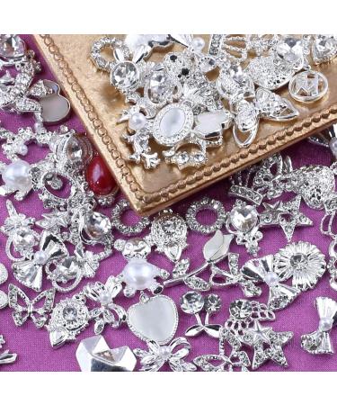 30 Luxury Zircon Nail Charms | 3D Alloy Nail Art Pendants | Silver Metal Jewelry for Nail Design - Buy Online on GoSupps.com