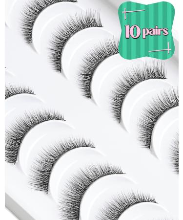 10 Pairs Naturally Looking C-Curl Thin Band Reusable Eyelashes - Wispy D-M05 (10mm) for Stunning Eyes - Buy Online on GoSupps.com