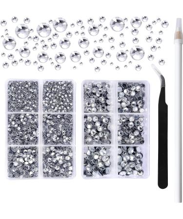 AARDWO 6616pcs Hotfix Rhinestones 5 Sizes Flat Back Nail Gems Nail Diamonds with Tweezers and Picking Rhinestones Pen for Crafts Nails Clothes Decoration(Clear) AA Clear - Buy Online on GoSupps.com