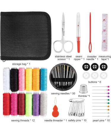 208 Pcs Premium Sewing Kit for Travelers and Beginners - DIY Supplies with Buttons, Scissors, Threads, Needles, and More - Buy Online on GoSupps.com