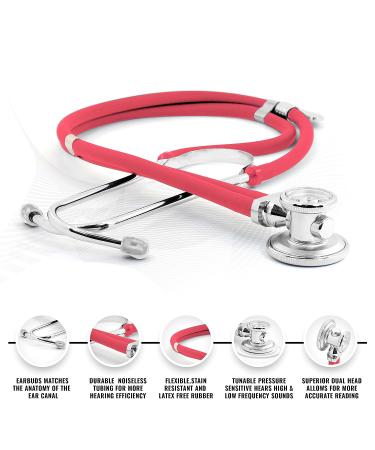 ASA Techmed Nurse Starter Kit - Stethoscope, BP Monitor, Tuning Forks & More - 18pc Set (Pink) - Buy Online on GoSupps.com