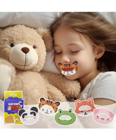 Mouth Tape Promotes Nose Breathing Mouth Sleep Strip Skin Friendly Tape Non Woven Fabric Cute Pattern 30 Sheets for 30day Supply (Tiger Pattern)