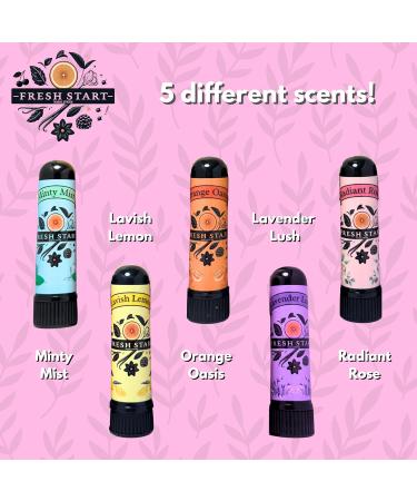 Fresh Start Nasal Stick (5 Pack) | Premium Nasal Inhalers for Better Breathing and Focus | 100% Pure with Essential Oils | (Lemon Rose Orange Peppermint Lavender) - Buy Online on GoSupps.com