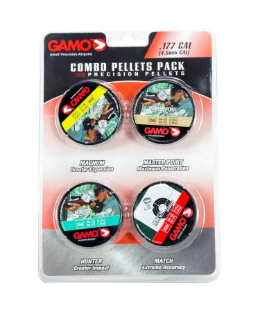 Gamo 632092954 Air Rifle Pellets Combo Pack.177 Caliber, Quantity 1000 (Magnum, Masterpoint, Hunter, Match)