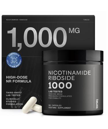 Nicotinamide Riboside 1000 mg High-Potency NR Supplement & NAD Supplement Stabilized NRHM Formula - 60 Vegan Capsules Third-Party Tested 60 Count (Pack of 1)