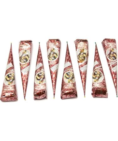 Pride Of India - Henna Paste 4 Cones + 4 Cones FREE - 1.25oz each Large Tube - NEW - 100% Natural Plant Based - NO Chemicals/Dyes - Cruelty Free - Amazing Value Kid Friendly - Use like a Pen - Temporary Coloring Product - Washes away in 10-12 Days 8 Count - Buy Online on GoSupps.com