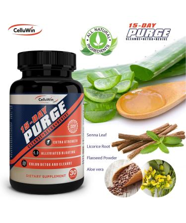15-Day Purge Natural Colon Cleanse Detox Pills for Bloating & Constipation - 30 Capsules - Buy Online on GoSupps.com