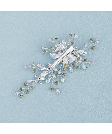 Rhinestone Wedding Hair Clips - Handmade Crystal Flower Barrette for Brides - Bridal Hair Accessories for Women - Vintage Bridesmaids Headpiece - Buy Online on GoSupps.com
