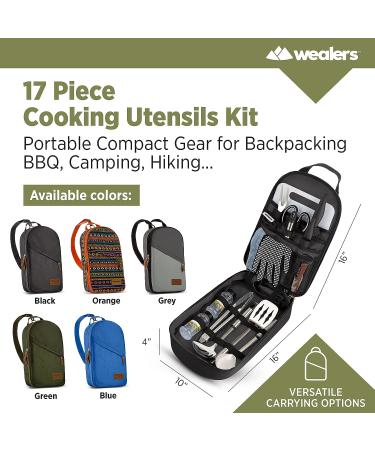 Portable Camp Kitchen Utensil Set - 13 Piece BBQ Cooking Gear in Water-Resistant Case - Buy Online on GoSupps.com