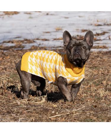 CuteBone Turtleneck Dog Sweater - Small/Medium Yellow Houndstooth Pet Winter Clothes - Buy Online on GoSupps.com