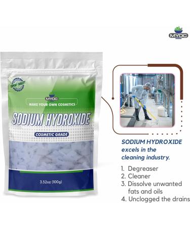 MYOC Sodium Hydroxide flakes 3.53oz (100gm) Sodium Hydroxide for soap Making Cosmetics Make up Beauty and Personal Care Products. 100 gm - Buy Online on GoSupps.com