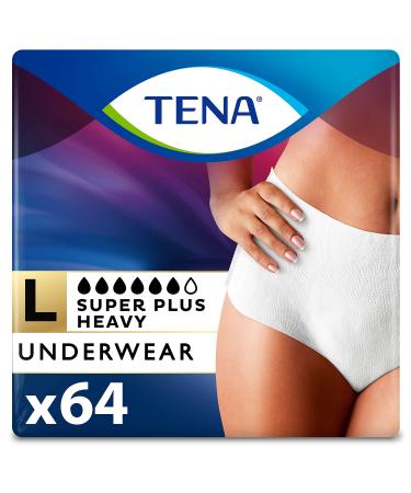 TENA Incontinence Underwear for Women, Super Plus Absorbency, Large, 64 Count (4 Packs of 16) Large (64 Count)