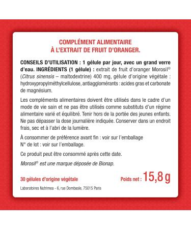 MOROSIL 400 mg Extrait d Orange Moro Brevet 1 Mois de Cure 30 G lules Vegan Nutrimea - Fabriqu en France Morosil 30 unit (Lot de 1) - Buy Online on GoSupps.com