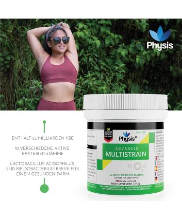 Physise Probiotics 25 Billion KBE - 60 Capsules | High-Dose Probiotics & Prebiotics for Digestive Health | Multi-Strain Formula for Men & Women - Buy Online on GoSupps.com