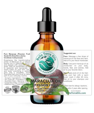 Bella Terra Maracuja Seed Oil 4 oz | Enhance Skin with Vitamin A & Essential Fatty Acids | International Shipping Available - Buy Online on GoSupps.com