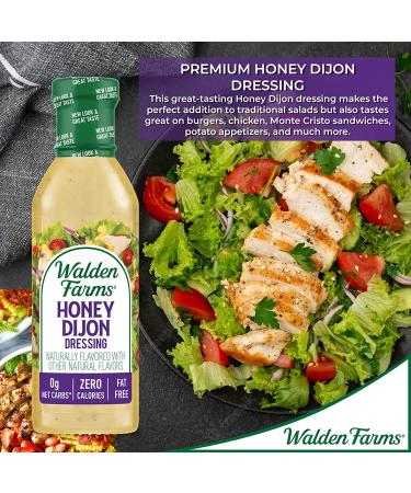 Walden Farms Honey Dijon Dressing 12 Oz. Bottle (Pack of 6) - No Carb Salad Topper | Kosher Certified Condiment for Salads, Fish, Chicken, Burgers & More - Buy Online on GoSupps.com