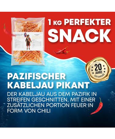 Buy Pacific Cod Spikant 1kg - High Protein Fish Jerky Snack | Omega 3 Keto Alternative | Dry Fish & Meat Chips - Buy Online on GoSupps.com
