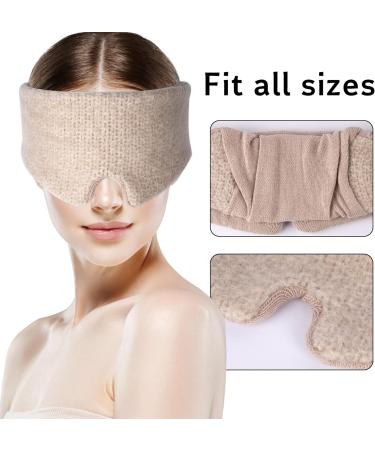Wool Blend Knitted Sleep Mask | Soft Light Blocking Eye Mask for Travel & Naps | Comfortable Beige Blindfold - Buy Online on GoSupps.com