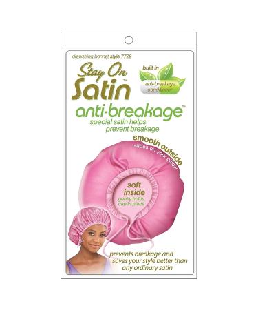 Stay On Satin Anti-Breakage Drawstring Bonnet - Pink | Protect Hair Overnight - Buy Online on GoSupps.com
