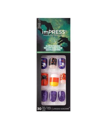 Kiss imPRESS Press on Manacure Halloween Nails - Silence Short Length Square Shape 30 Fake Nails