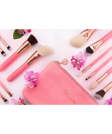 Luvia Sakura Vegan Makeup Brush Set - 10 Cosmetic Brushes with Pink/Rose Gold Clutch - Perfect Makeup Essentials for Flawless Application - Buy Online on GoSupps.com