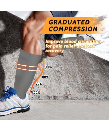 3 Pairs 20-30 mmHg Plus Size Compression Socks for Men & Women | Wide Calf Knee-High Flight Stockings 4XL | Circulation Support | Black White Gray 3PCS - Buy Online on GoSupps.com