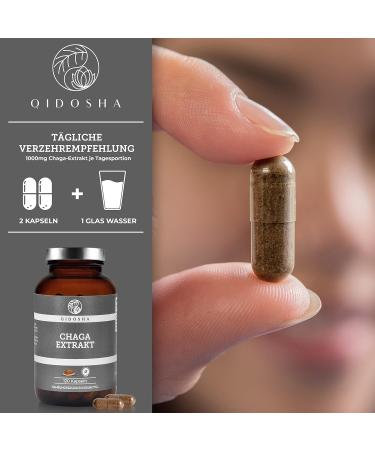 Qidosha Chaga Extract Capsules 1000mg - High Dose 5:1 120 Glass Capsules Wild Collected Birch Mushrooms - Buy Online on GoSupps.com
