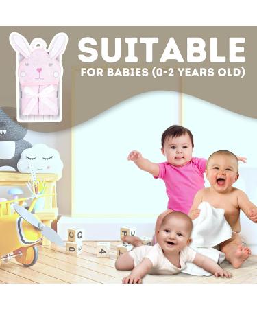 Mother's Choice 100% Cotton Baby Towel with Hood - Ultra Soft and Absorbent (75x75cm) - Bunny Hooded Baby Towel in Pink Rabbit Design - Buy Online on GoSupps.com
