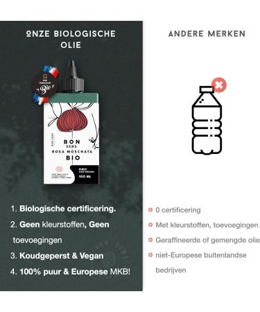 Bon Sens BIO Rosehip Oil for Face and Skin 100 Pure and Organic AntiAging Hair Scars and Stretch Marks Oil Rich in Vitamin C Omega 3 Vitamins E + A Retinol 100ml - Buy Online on GoSupps.com