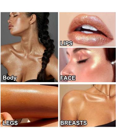 Body Shimmer Oil Waterproof Gold Bronze Body Glow Liquid Non-Sticky Face and Body Glow Shimmer Body Liquid Luminizer Highlighter Shimmering Body Oil Glitter Body Lotion Shimmer Moisturiser 80ml - Buy Online on GoSupps.com
