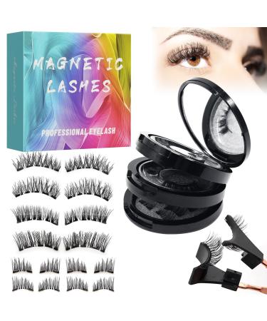 Fengyang Magnetic False Eyelashes Magnetic Eyelashes Kit Magnetic Eyelashes with Applicator Waterproof Eyelashes Reusable Lower Magnetic Eyelashes No Glue Required