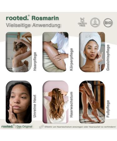 Rooted. Organic Rosemary Oil - 100% Hair Growth Power Natural Scalp Care & Hair Loss Solution - High Dose 10ml - Buy Online on GoSupps.com
