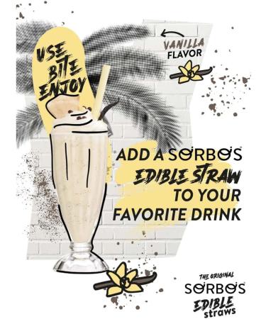 Sorbos Edible Straws Vanilla Flavored Sustainable Individually Packaged No Plastic No Allergens No Gluten Eco Friendly 7.4 inches long (Pack of 200) - Buy Online on GoSupps.com