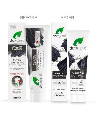 DR Organic Activated Carbon Toothpaste - Extra Lightening Natural Vegan Paraben & SLS-Free 100ml - Buy Online on GoSupps.com
