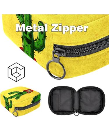 Menstrual Pad Bag with Zipper | Cactus Yellow Ladies Napkin Pouch & Tampons Collection Bag for Women & Girls - Shop Internationally - Buy Online on GoSupps.com